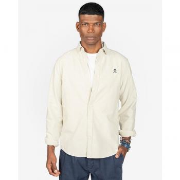 Harper & Neyer - Camisa de hombre slim fit liso en color crema con cuello clásico