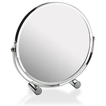 Espejo de Aumento Versa x 7 con soporte, dimensiones 3,5 x 18,5 x 18,5 cm, acabado en acero