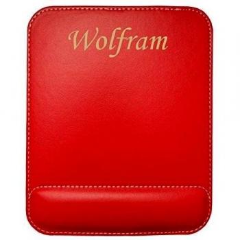 Almohadilla de cuero sintético de ratón personalizado con el texto: Wolfram