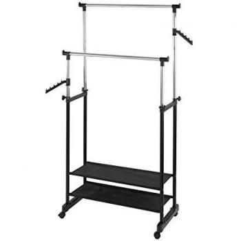 Wenko Perchero Regulable en Altura, Metal Cromado, Plateado, 43x89.5x169 cm