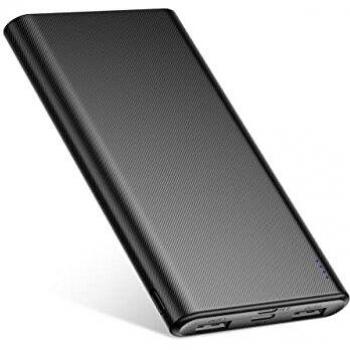 Power Bank 10000mAh, Ultra Compacto Batería Externa Carga Rápida con 2 Entradas