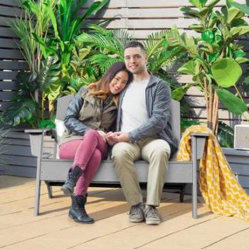 Weather Resistant HDPE 2-Person Patio Loveseat Adirondack Chair