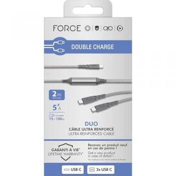 Cable USB-C Ultra Reforzado 2m 100W 5A Gris - Garantía de por vida