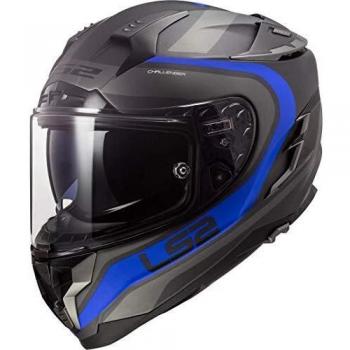 LS2 Casco de moto FF327 CHALLENGER FUSION MATT TITANIUM Azul, Gris/Azul, XL