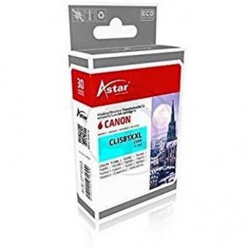 Cartucho de tinta Astar AS70004 compatible cyan para impresoras Canon (sustituye 1995C001, CLI581XXL) - 11,7ml