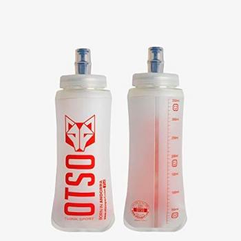 Otso Botella Blanda 350ml con Tapón Grande, transparente, color naranja