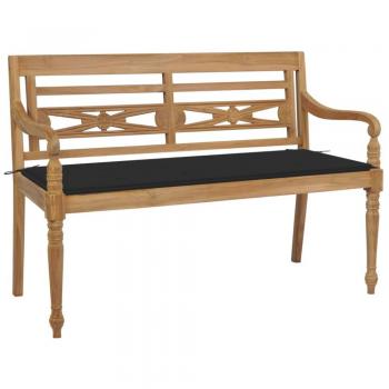 Batavia Bench 120 cm with Black Cushion Solid Teak Wood