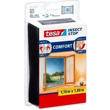 tesa 55915-00021-00 55915-00021-00-Malla Anti-Insectos Ventanas 1,7m x 1,8m, Negro/Standard, 1.7 m x 1.8 m