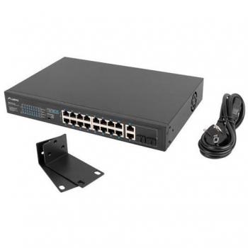 Lanberg RSFE-16P-2C-250 No Administrado 1U Negro Switch Rack 19 PoE+ 16x 100Mb/2x Combo Gigabit Ethernet 250W