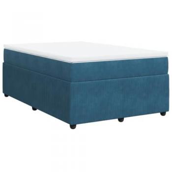 Cama box spring con colchón terciopelo azul oscuro 120x190 cm