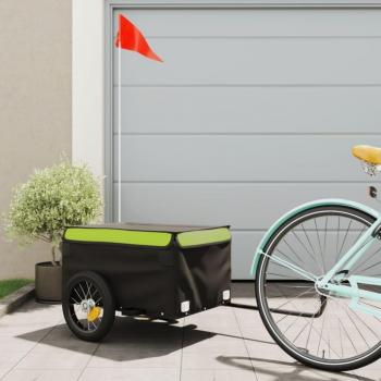 Remolque de carga para bicicleta hierro negro y verde 30 kg Vidaxl Verde