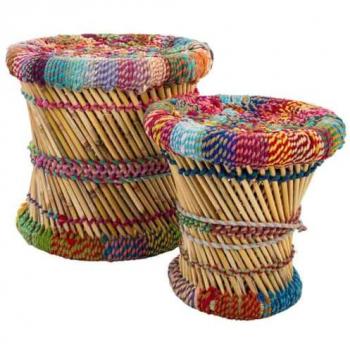 Juego de taburetes multicolor de bambú Alexandra House Living 2 Piezas