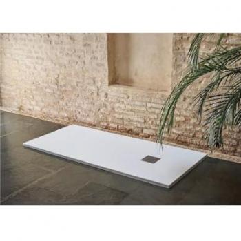 Plato de Ducha Textura Sillar Blanco 90x160 con Desagüe Desplazado
