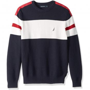 Nautica Challenger Crew Neck Stripe, Jersey para Hombre, Azul