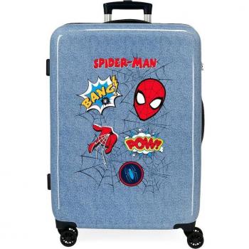 Maleta Mediana Spiderman Denim Rígida 68cm Azul con Capacidad de 70L