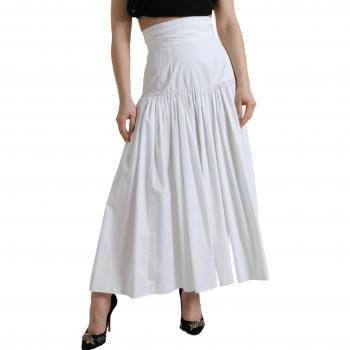 White Cotton Pleated A-line High Waist Skirt - IT40|S, Dolce & Gabbana, Maxi Skirts, female, White, Size: XS