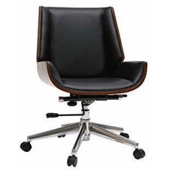 Silla de escritorio Miliboo madera oscura y negra CURVED