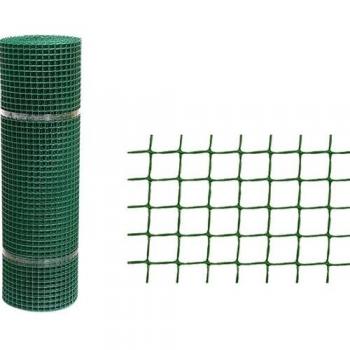 Malla Plástica Cuadrada Verde 1x25 m 18x20 mm para Cerramientos de Jardín y Balcones