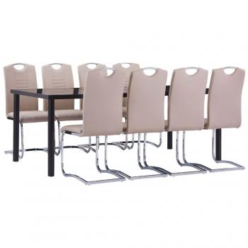 Juego de comedor 9 piezas cuero sintético color capuchino