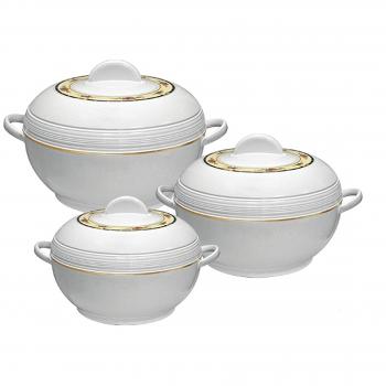 Pro² Lote de cacerolas para alimentos, isotérmica, 1,2L, 1,6L y 2,5L), color blanco