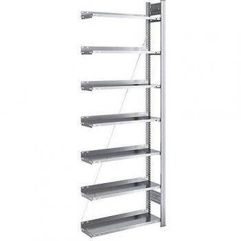 Estante de Oficina Modular H2350xB750xT300mm con 7 Estantes de Acero Galvanizado, Unilateral, Color Plata
