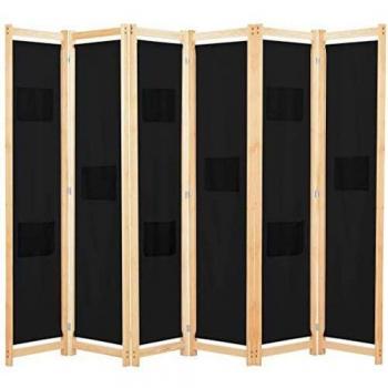 SengentoStyle Kamerscherm met 6 panelen 240x170x4 cm stof grijs
