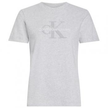 Camiseta Mujer Calvin Klein Jeans Regular Fit con Monograma Chenille Color Gris Talla L