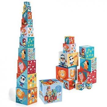 DJECO- Primera Edad 10 Cubos Beach Juegos de Habilidad, Multicolor
