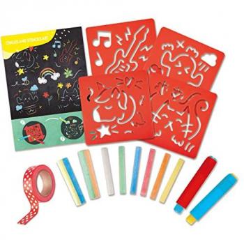Hape 22-Piece Colored Chalks and Stencils Art Set
