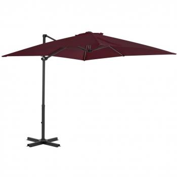 Paraguas de jardín tipo cantilever con poste de aluminio 250x250 cm color burdeos