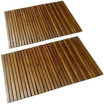 vidaXL 2 pcs Acacia Bath Mat 80 x 50 cm