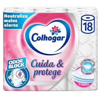 Papel Higiénico Premium 3 Capas Cuida & Protege con Fragancia Talco - Pack de 18 Rollos