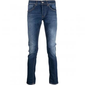 Men's Slim-Fit Medium-Waist Blue Jeans - W38, 98% Cotton