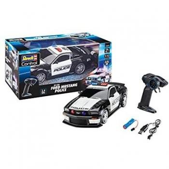 Revell Control 24665 RC Scale US Police Ford Mustang - Mando a Distancia con GHz, batería de Iones de Litio Intercambiable, iluminación LED, luz Azul, Sirena, Coche teledirigido de 33 cm, Color Negro