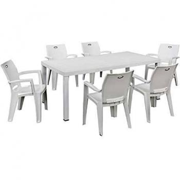 QFPLUS Mesa Resina Aluminio BRIO Blanco