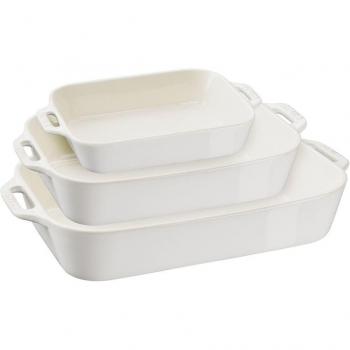 Staub - Set de 3 fuentes de gratinado de cerámica con bandejas rectangulares, varios colores