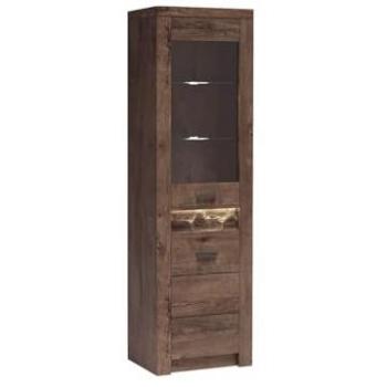 Vitrina Stanton C102, Fresno Oscuro, Con 2 Puertas y LED, 192 x 56 x 42 cm