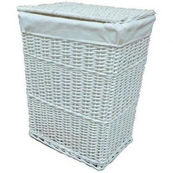 Arpan Large White Wicker Laundry Basket With White Lining by ARPAN