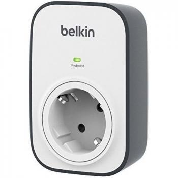 Belkin SurgeCube - Regleta de protección contra sobretensiones con 1 enchufe, montable en la pared, protección hasta 306 julios, blanco