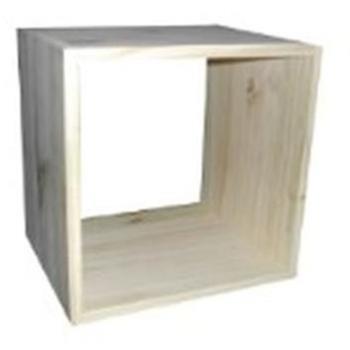 Cubo de Almacenamiento 1 Compartimento en Pino Macizo Natural - Dimensiones 36x30x36,1 cm - Ideal para Pintar o Barnizar