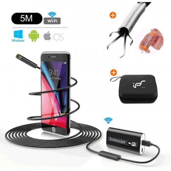 Endoscopio Android USB WiFi Boroscopio C¨mara de Inspecci¨n Serprente Inal¨mbrico Impermeable con 24 Grabber Recogedor Herramienta Flexible 720P HD 2.0 MP para Android, iOS, iPhone 16.4 pies