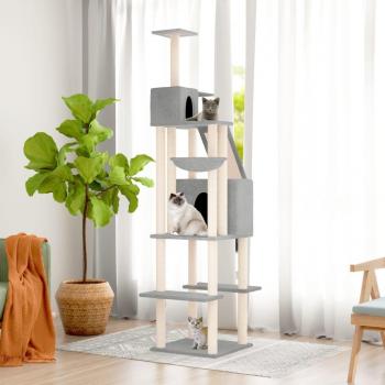 Árbol para Gatos con Arañazos en Sisal Gris Claro 201 cm
