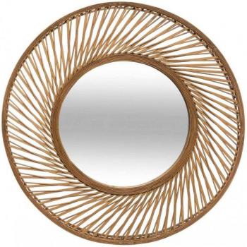 Espejo redondo espiral de bambú 72 cm