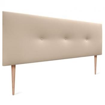 Cabecero de Polipiel Acolchado Liso con Botones y Patas 160x105cm - Beige, para Camas 150/160 cm, Diseño Moderno y Lujo