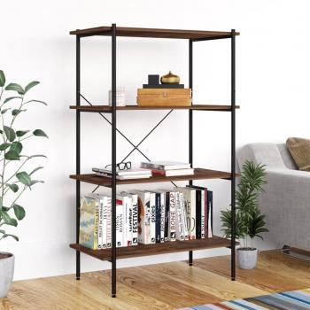 Estantería de 4 niveles 80x40x130 cm Negro y Madera Oscura vidaXL, Mueble de Almacenaje para Oficina, Estudio y Dormitorio