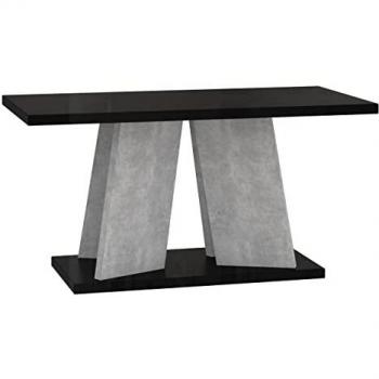 Mesa de centro Goodyear 108 - Aglomerado laminado, Negro brillante y Hormigón, Angular, 110 x 70 cm