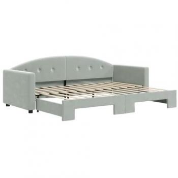 Sofá cama nido terciopelo gris claro 80x200 cm