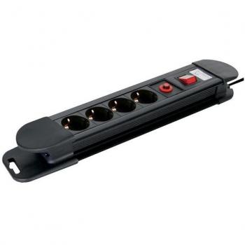 Perel Base Múltiple 4 Tomas con Protección de Sobrecarga - Schuko