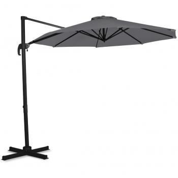 Sombrilla voladiza Bardolino 300cm - Sombrilla Premium Gris, Giratoria 360°, Inclinable, Lona resistente a los rayos UV