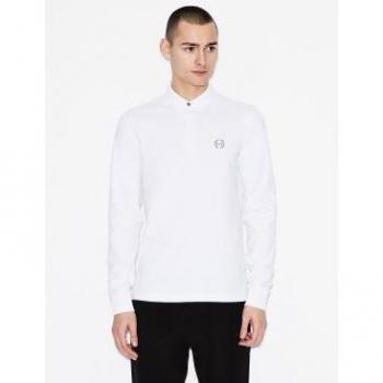 Armani Exchange Men's Long Sleeve White Polo Shirt Size S